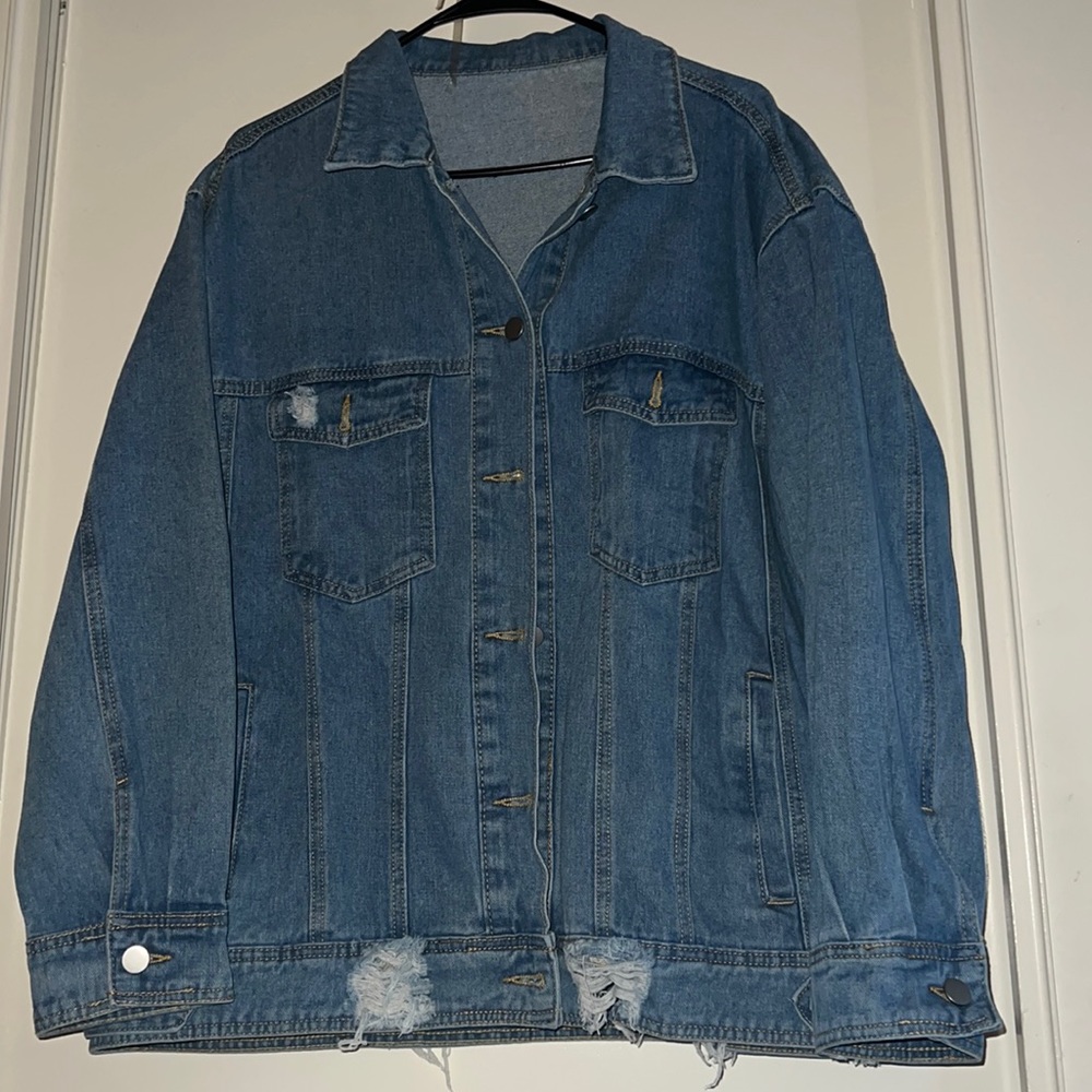 Distressed jean jacket